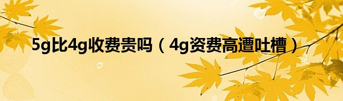 5g比4g收费贵吗【4g资费高遭吐槽】