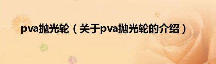 pva抛光轮【关于pva抛光轮的介绍】