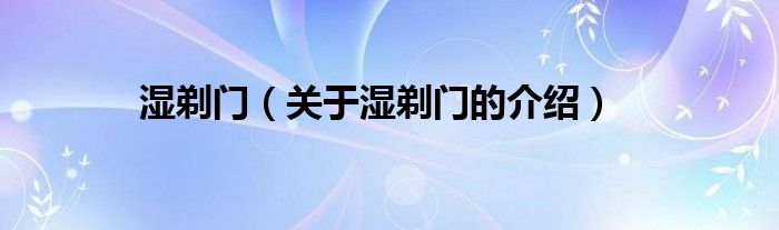 湿剃门【关于湿剃门的介绍】