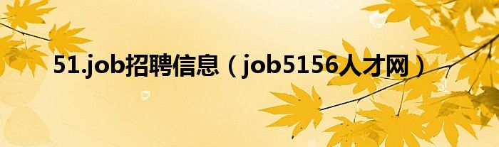 51.job招聘信息【job5156人才网】