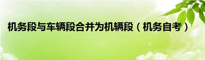 机务段与车辆段合并为机辆段【机务自考】