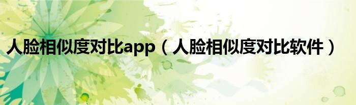 人脸相似度对比app【人脸相似度对比软件】