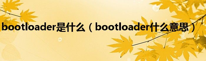 bootloader是什么【bootloader什么意思】