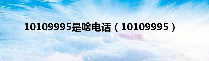 10109995是啥电话【10109995】