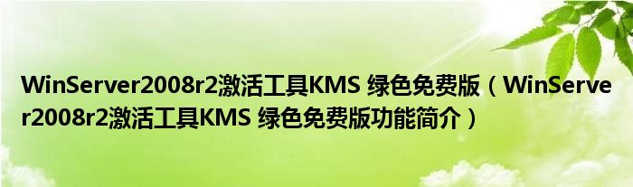 WinServer2008r2激活工具KMS 绿色免费版【WinServer2008r2激活工具KMS 绿色免费版功能简介】