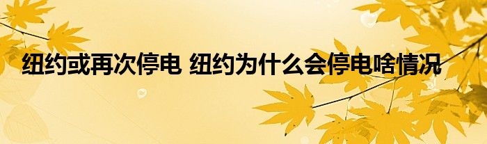 纽约或再次停电 纽约为什么会停电啥情况