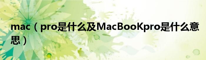 mac【pro是什么及MacBooKpro是什么意思】