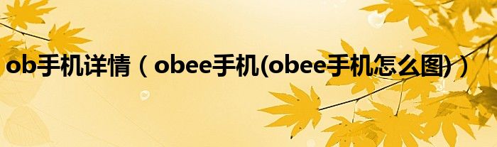 ob手机详情【obee手机(obee手机怎么图)】