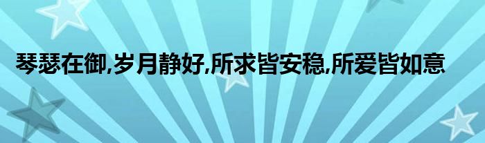 琴瑟在御,岁月静好,所求皆安稳,所爱皆如意