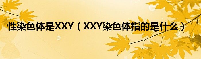 性染色体是XXY【XXY染色体指的是什么】