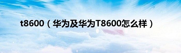 t8600【华为及华为T8600怎么样】