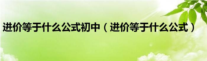 进价等于什么公式初中【进价等于什么公式】