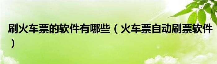 刷火车票的软件有哪些【火车票自动刷票软件】