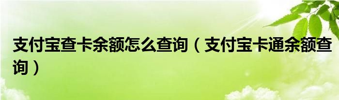 支付宝查卡余额怎么查询【支付宝卡通余额查询】