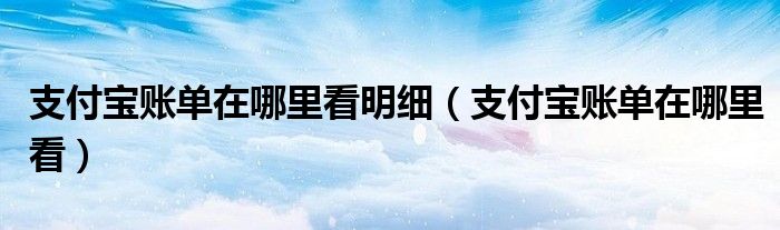 支付宝账单在哪里看明细【支付宝账单在哪里看】