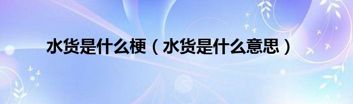 水货是什么梗【水货是什么意思】