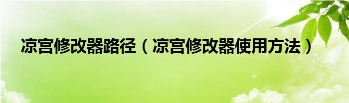 凉宫修改器路径【凉宫修改器使用方法】