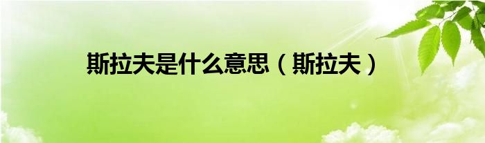 斯拉夫是什么意思【斯拉夫】