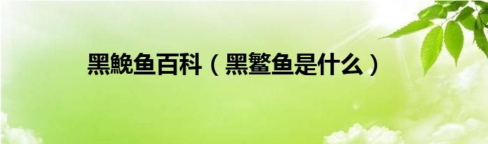 黑鮸鱼百科【黑鳘鱼是什么】