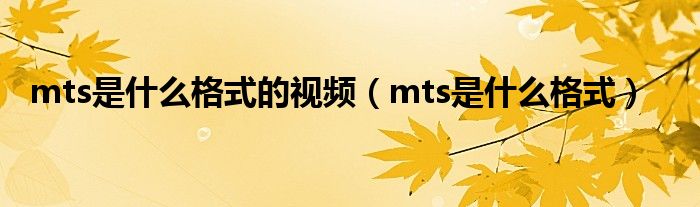 mts是什么格式的视频【mts是什么格式】