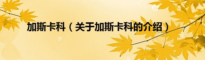 加斯卡科【关于加斯卡科的介绍】