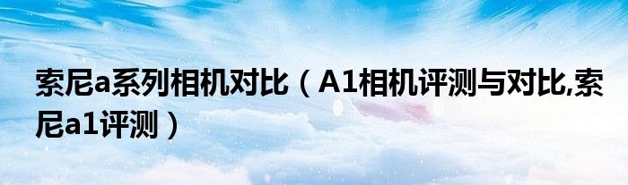 索尼a系列相机对比【A1相机评测与对比,索尼a1评测】