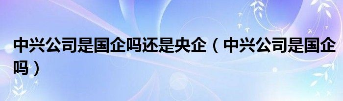 中兴公司是国企吗还是央企【中兴公司是国企吗】