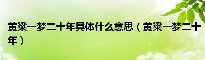 黄粱一梦二十年具体什么意思【黄粱一梦二十年】