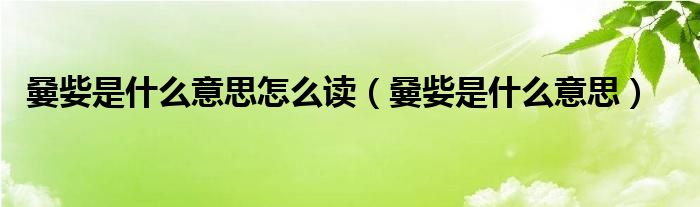 嘦姕是什么意思怎么读【嘦姕是什么意思】