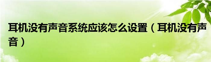 耳机没有声音系统应该怎么设置【耳机没有声音】