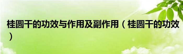 桂圆干的功效与作用及副作用【桂圆干的功效】