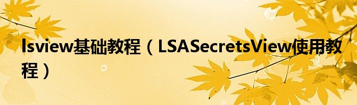 lsview基础教程【LSASecretsView使用教程】