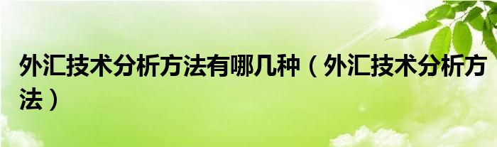 外汇技术分析方法有哪几种【外汇技术分析方法】