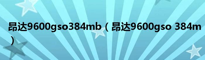 昂达9600gso384mb【昂达9600gso 384m】