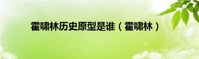 霍啸林历史原型是谁【霍啸林】