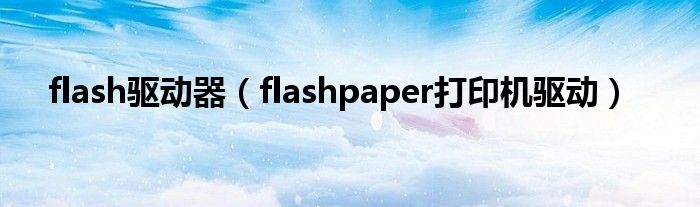 flash驱动器【flashpaper打印机驱动】