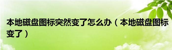 本地磁盘图标突然变了怎么办【本地磁盘图标变了】