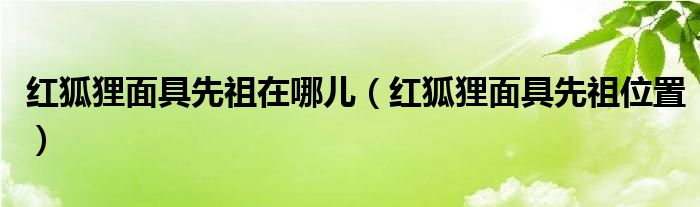 红狐狸面具先祖在哪儿【红狐狸面具先祖位置】