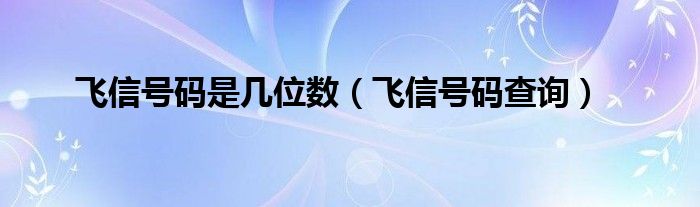 飞信号码是几位数【飞信号码查询】