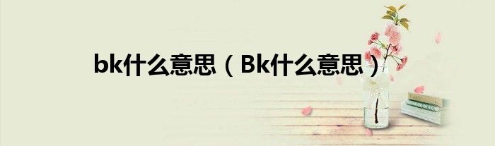 bk什么意思【Bk什么意思】