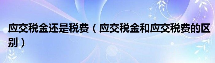 应交税金还是税费【应交税金和应交税费的区别】