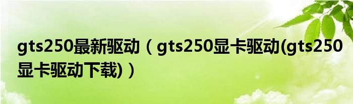 gts250最新驱动【gts250显卡驱动(gts250显卡驱动下载)】