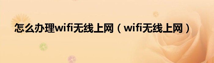 怎么办理wifi无线上网【wifi无线上网】