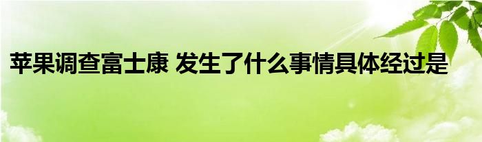 苹果调查富士康 发生了什么事情具体经过是