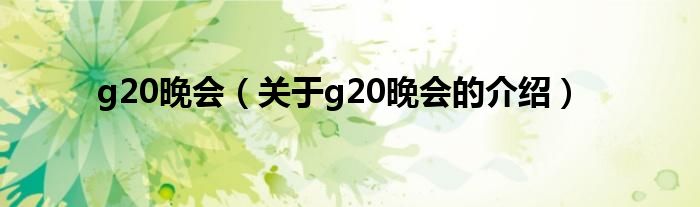 g20晚会【关于g20晚会的介绍】