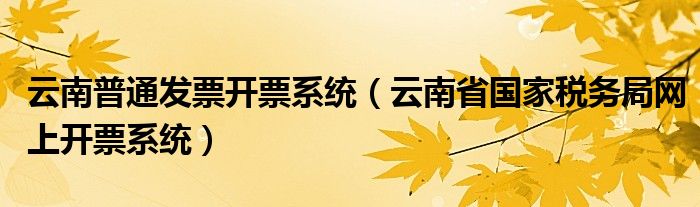 云南普通发票开票系统【云南省国家税务局网上开票系统】