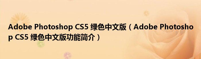 Adobe Photoshop CS5 绿色中文版【Adobe Photoshop CS5 绿色中文版功能简介】