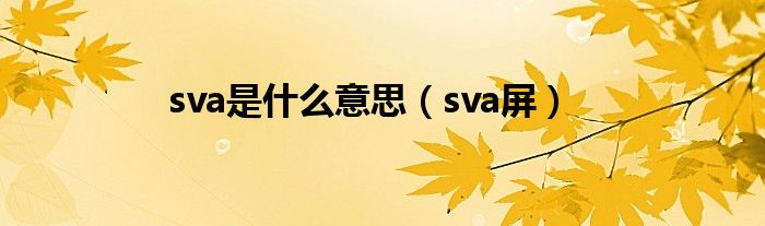 sva是什么意思【sva屏】