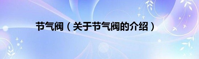 节气阀【关于节气阀的介绍】