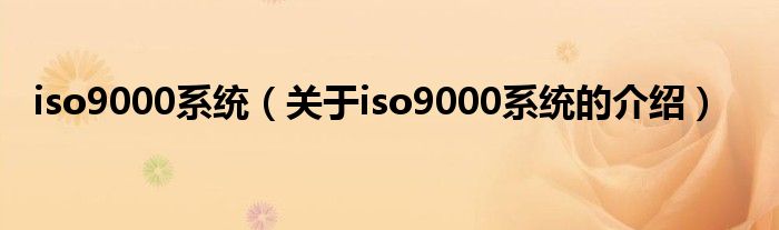 iso9000系统【关于iso9000系统的介绍】